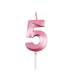number candles 5 for birthday cake decoration fifth anniversary party celebration metallic pink colour size  width 5 x height 7 cm