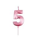 Number Candles 5 for Birthday Cake Decoration Fifth Anniversary Party Celebration Metallic Pink Colour Size : Width 5 x Height 7 CM