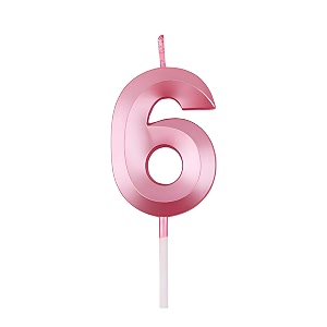 birthday number candles 6 for cake decoration sixth anniversary party celebration metallic pink colour size  width 5 x height 7 cm