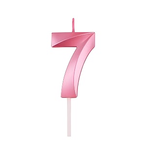 number candles 7 for birthday cake decoration seventh wedding anniversary graduation party celebration metallic pink colour size  width 5 x height 7 cm