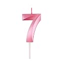 Number Candles 7 for Birthday Cake Decoration Seventh Wedding Anniversary Graduation Party Celebration Metallic Pink Colour Size : Width 5 x Height 7 CM