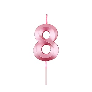 birthday number candles 8 year for cake decoration eighth anniversary party celebration metallic pink colour size  width 5 x height 7 cm