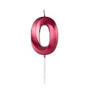 Birthday Candles 0 Metallic Red Number Zero Year Anniversary Cake Topper Size Width 3.5 x Height 5 cm