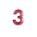 Birthday Candles 3 Metallic Red Number Third Year Year Anniversary Party Cake Topper Decoration Size Width 3.5 x Height 5 cm