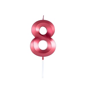 birthday candles 8 metallic red number eight year candle anniversary cake topper decoration size width 35 x height 5 cm