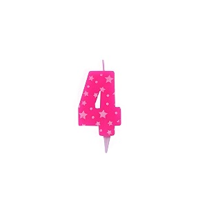 birthday number candles 4 for cake decoration topper fourth anniversary party celebration star pink colour size  43 x 63 cm