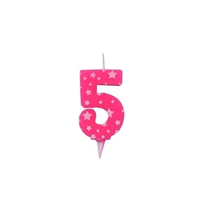 birthday number candles 5 for cake decoration topper fifth anniversary party celebration star pink colour size  43 x 63 cm