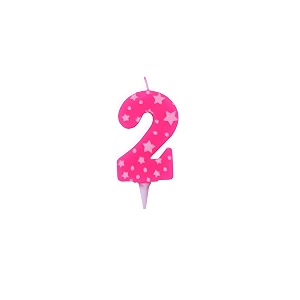 birthday number candles 2 for cake decoration topper second anniversary party celebration star pink colour size  43 x 63 cm