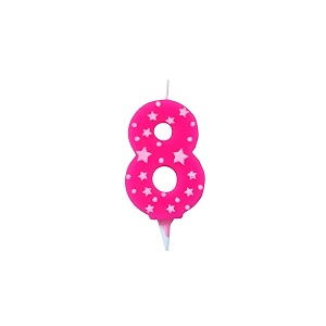 birthday number candles 8 for cake decoration topper eighth anniversary party celebration star pink colour size  43 x 63 cm