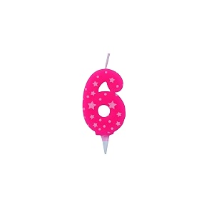 birthday number candles 6 for cake decoration topper sixth anniversary party celebration star pink colour size  43 x 63 cm