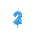 Number Candle 2 for Birthday Cake Decoration Topper Second Anniversary Party Celebration Star Blue Colour Size : 4.3 x 6.3 CM