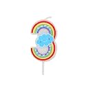 Birthday Number 3 Candles Unicorn Cake Decoration Third Year Wedding Anniversary Celebration Size - Height 5 CM x Width 3 CM