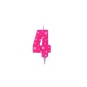 Birthday Number Candles 4 for Cake Decoration Topper Fourth Anniversary Party Celebration Star Pink Colour Size : 4.3 x 6.3 CM