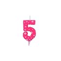 Birthday Number Candles 5 for Cake Decoration Topper Fifth Anniversary Party Celebration Star Pink Colour Size : 4.3 x 6.3 CM
