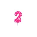 Birthday Number Candles 2 for Cake Decoration Topper Second Anniversary Party Celebration Star Pink Colour Size : 4.3 x 6.3 CM