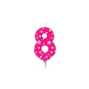 Birthday Number Candles 8 for Cake Decoration Topper Eighth Anniversary Party Celebration Star Pink Colour Size : 4.3 x 6.3 CM