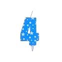 Birthday Candles Number 4 for Cake Decoration Topper Fourth Anniversary Party Celebration Star Blue Colour Size : 4.3 x 6.3 CM