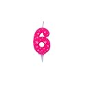 Birthday Number Candles 6 for Cake Decoration Topper Sixth Anniversary Party Celebration Star Pink Colour Size : 4.3 x 6.3 CM