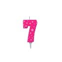 Birthday Number Candles 7 for Cake Decoration Topper Seventh Anniversary Party Celebration Star Pink Colour Size : 4.3 x 6.3 CM