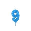 Birthday Candles Number 9 for Cake Decoration Topper Nineth Anniversary Party Celebration Star Blue Colour Size : 4.3 x 6.3 CM