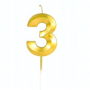 birthday number candles 3 year cake decoration third year wedding anniversary party metallic gold colour size  width 5 x height 7 cm