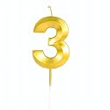 Birthday Number Candles 3 Year Cake Decoration Third Year Wedding Anniversary Party Metallic Gold Colour Size : Width 5 x Height 7 CM