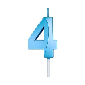 birthday number candles 4 year cake topper decoration fourth year wedding anniversary party metallic blue colour size  width 5 x height 7 cm