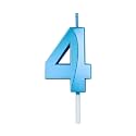 Birthday Number Candles 4 Year Cake Topper Decoration Fourth Year Wedding Anniversary Party Metallic Blue Colour Size : Width 5 x Height 7 cm