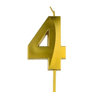 number candles 4 year birthday cake decoration fourth year wedding anniversary party metallic gold colour size  width 5 x height 7 cm