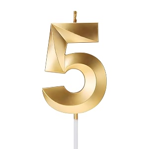 birthday number candles 5 cake decoration fifth year wedding anniversary party metallic gold colour size  width 5 x height 7 cm