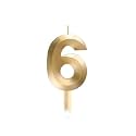 Number Candles 6 for Birthday Cake Decoration Sixth Year Wedding Anniversary Party Metallic Gold Colour Size : Width 3.5 x Height 5 CM