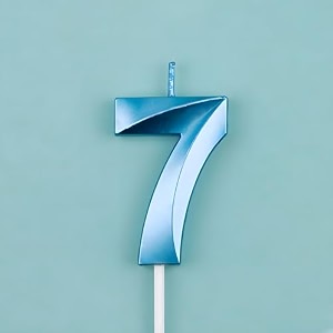 birthday number candles 7 cake topper decoration seventh year wedding anniversary party metallic blue colour size  width 5 x height 7 cm