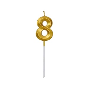 birthday number candles 8 cake decoration eighth year wedding anniversary party metallic gold colour size  width 5 x height 7 cm