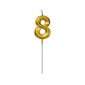 Birthday Number Candles 8 Cake Decoration Eighth Year Wedding Anniversary Party Metallic Gold Colour Size : Width 5 x Height 7 CM