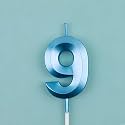 Number Candles 9 Birthday Cake Topper Decoration Nineth Year Wedding Anniversary Party Metallic Blue Colour Size : Width 5 x Height 7 cm