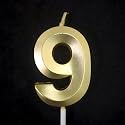 Number Candles 9 for Birthday Cake Decoration Nineth Year Wedding Anniversary Party Metallic Gold Colour Size : Width 5 x Height 7 CM