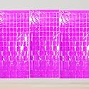 Square Foil Curtains Purple Backdrop | Pack of 3 | Sparkling Fringe Curtain for Weddings Anniversaries Baby Showers Birthday Stage Background Decorations - 9 x 6 ft