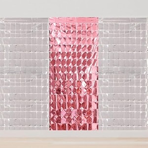 square foil curtains backdrop  pack of 3 1 rose gold amp 2 silver  sparkling fringe curtain for weddings anniversaries baby showers birthday stage background decorations - 9 x 6 ft