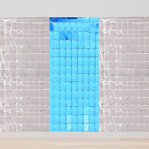 square foil curtains backdrop  pack of 3 1 green amp 2 gold  sparkling fringe curtain for weddings anniversaries baby showers birthday stage background decorations - 9 x 6 ft