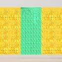 Square Foil Curtains Backdrop | Pack of 3 (1 Green &amp; 2 Gold) | Sparkling Fringe Curtain for Weddings Anniversaries Baby Showers Birthday Stage Background Decorations - 9 x 6 ft