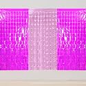 Square Foil Curtains Backdrop Decoration | Pack of 3 (2 Purple &amp; 1 Pink) | 9 x 6 ft | Fringe Curtain for Birthday, Wedding, Anniversary &amp; Baby Shower Party Stage Photobooth Background