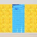 Foil Fringe Curtains Backdrop Pack of 3 (2 Gold &amp; 1 Blue) Square Curtain for Weddings Anniversaries Baby Showers Birthday Stage Background Decorations - 9 x 6 ft