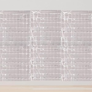 square foil curtains silver backdrop  pack of 3  sparkling fringe curtain for weddings anniversaries baby showers birthday stage background decorations - 9 x 6 ft