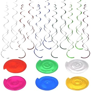 swirls decoration ceiling hanging with hook 12 pcs blue colour ideal for birthday anniversary baby shower party celebration and eye catching wall display