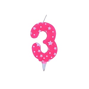birthday number candles 3 for cake decoration topper third anniversary party celebration star pink colour size  43 x 63 cm