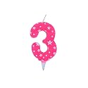 Birthday Number Candles 3 for Cake Decoration Topper Third Anniversary Party Celebration Star Pink Colour Size : 4.3 x 6.3 CM