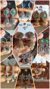 jv creation 10 trending new earrings combo pack alloy chandbali earring drops  danglers jhumki earring stud earring earring set