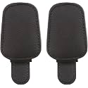 JVCV® 2 Packs Sunglasses Holders for Car Visor - Magnetic Leather Sunglasses Holder and Ticket Card Clip - Car Visor Accessories (2 PACK - BLACK).