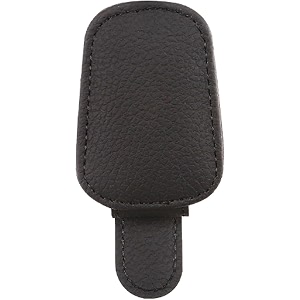 jvcv single pack sunglasses holder for car visor - magnetic leather sunglasses holder and ticket card clip - car visor accessories black