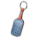 JVCV® Soft Handmade Leather Key Cover with Keychain Compatible with Honda City, Elevate, Civic, Jazz, Amaze, CR-V, WR-V, BR-V 3/4 Button Push Button Start Smart Key (Blue)